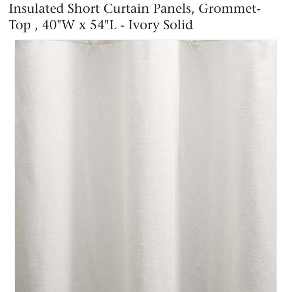 Insulated Short Curtain Panels, Grommet-Top , 40"W x 54"L - Ivory Solid